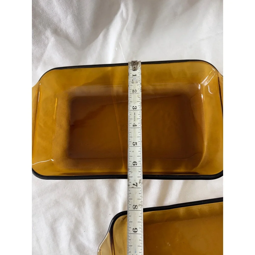 Vintage Fire King Amber Glass Baking Dish Set Anchor Hocking Rectangular 2pc